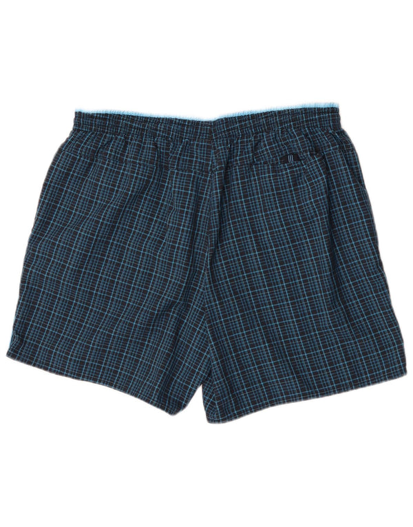 Adidas Mens Swimming Shorts Large Navy Blue Check Nylon Sports