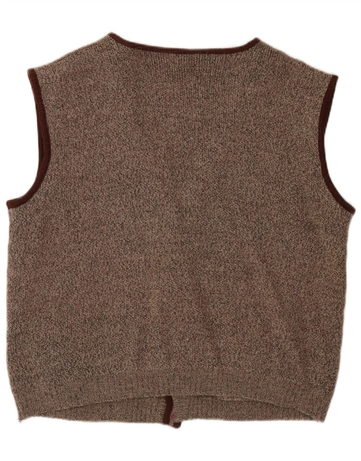Vintage Mens Knit Waistcoat IT 50 Medium Brown Flecked Classic