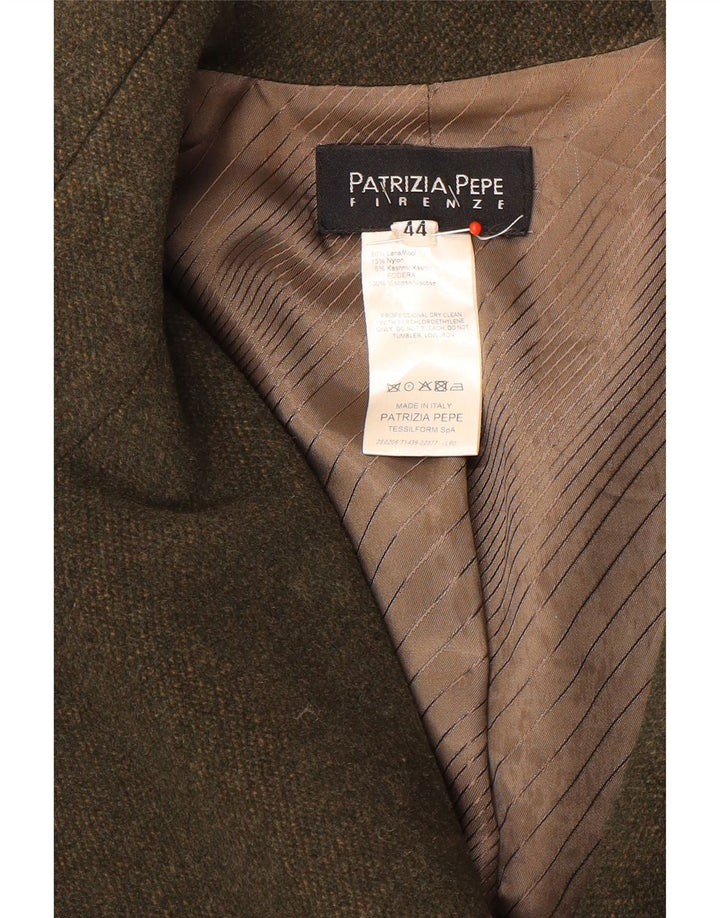 PATRIZIA PEPE Womens 2 Button Blazer Jacket IT 44 Medium Khaki Wool