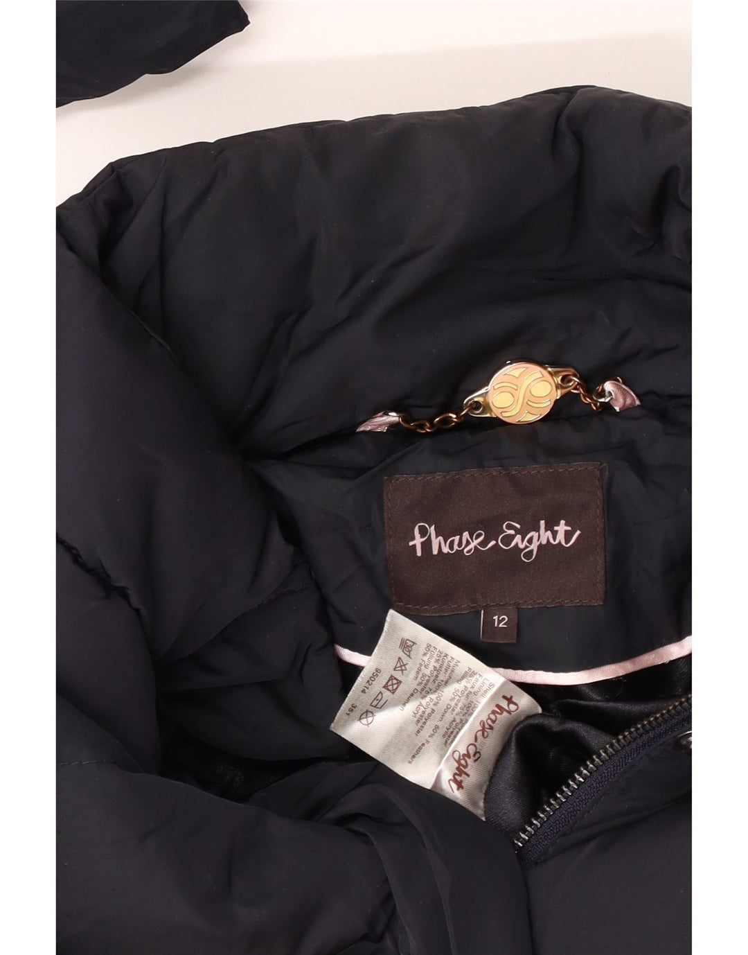 Phase Eight Womens Padded Coat UK 12 Medium Navy Blue Polyester