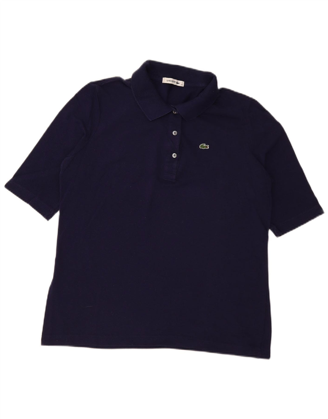 Lacoste Womens Polo Shirt Size 44 Large Navy Blue Cotton