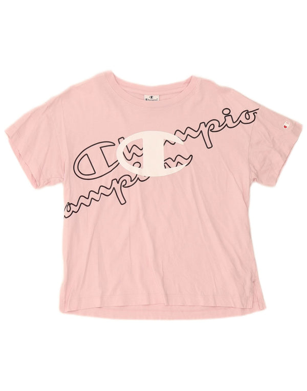 Champion Womens Graphic T-Shirt Top UK 14 Large Pink Cotton