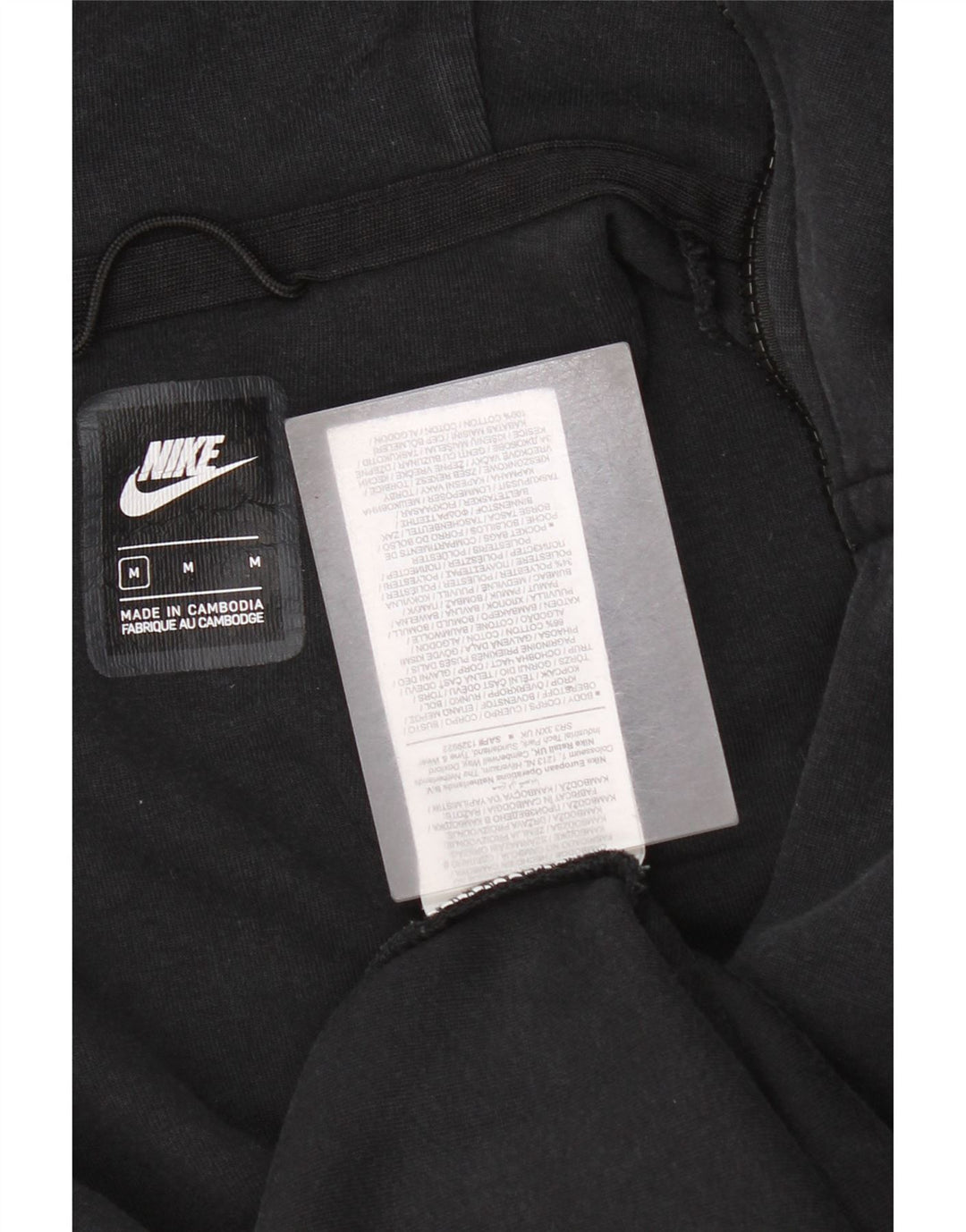 Nike Mens Zip Hoodie Sweater Medium Black Cotton