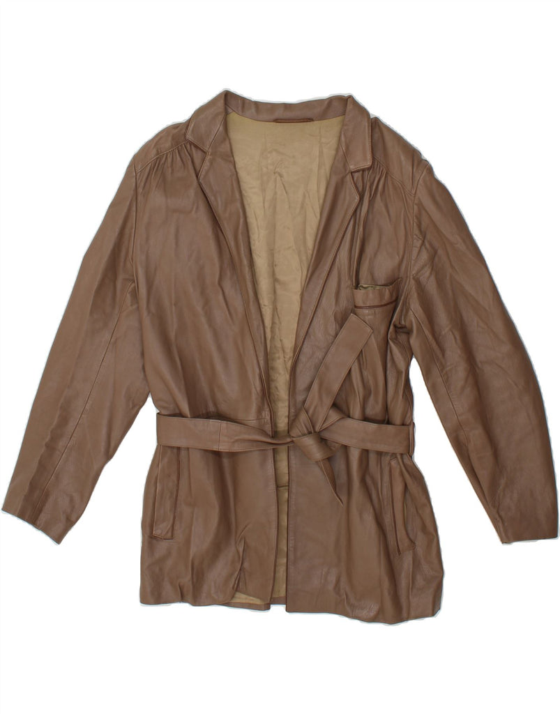 VINTAGE Womens Leather Jacket UK 14 Large Brown Vintage Vintage and Second-Hand Vintage from Messina Hembry 