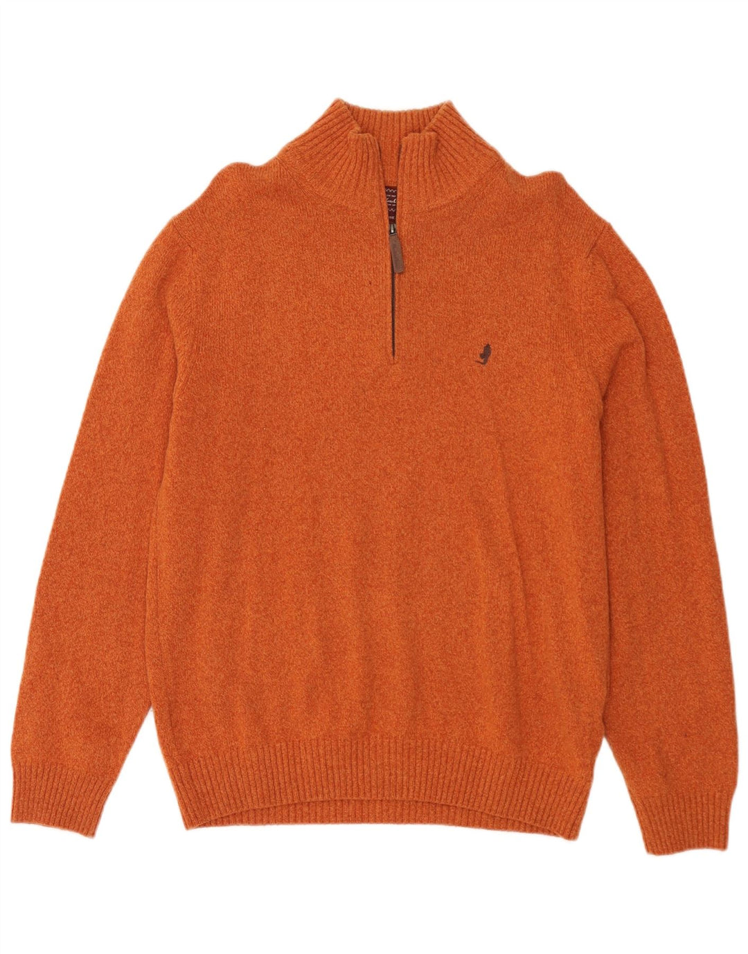 Marlboro Classics Mens Zip Neck Jumper Sweater Large Orange Wool