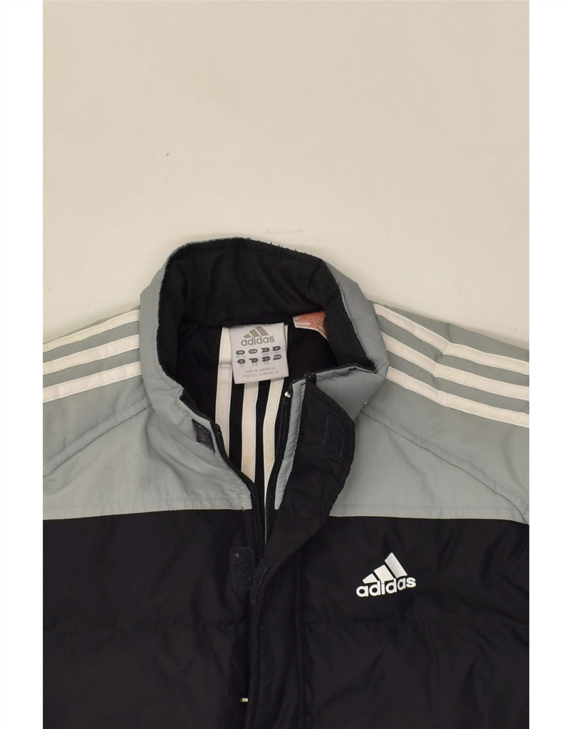 ADIDAS Boys Padded Jacket 11-12 Years Black Colourblock Polyester | Vintage Adidas | Thrift | Second-Hand Adidas | Used Clothing | Messina Hembry 