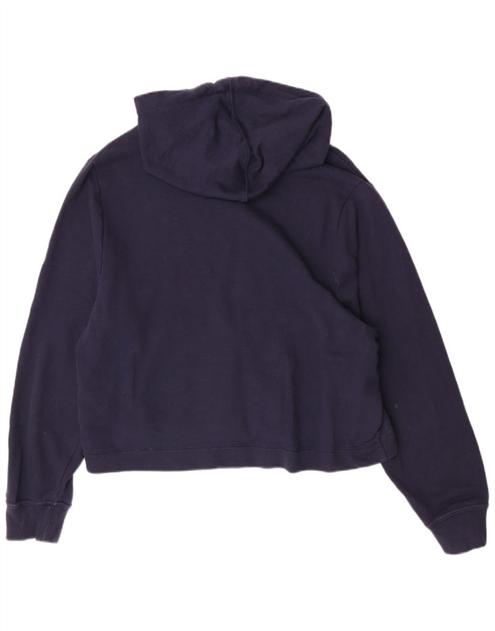 Tommy Hilfiger Womens Graphic Hoodie Jumper UK 14 Medium Navy Blue Cotton