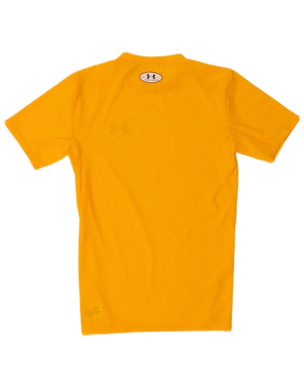 Under Armour Mens Heat Gear T-Shirt Top Large Yellow Polyester