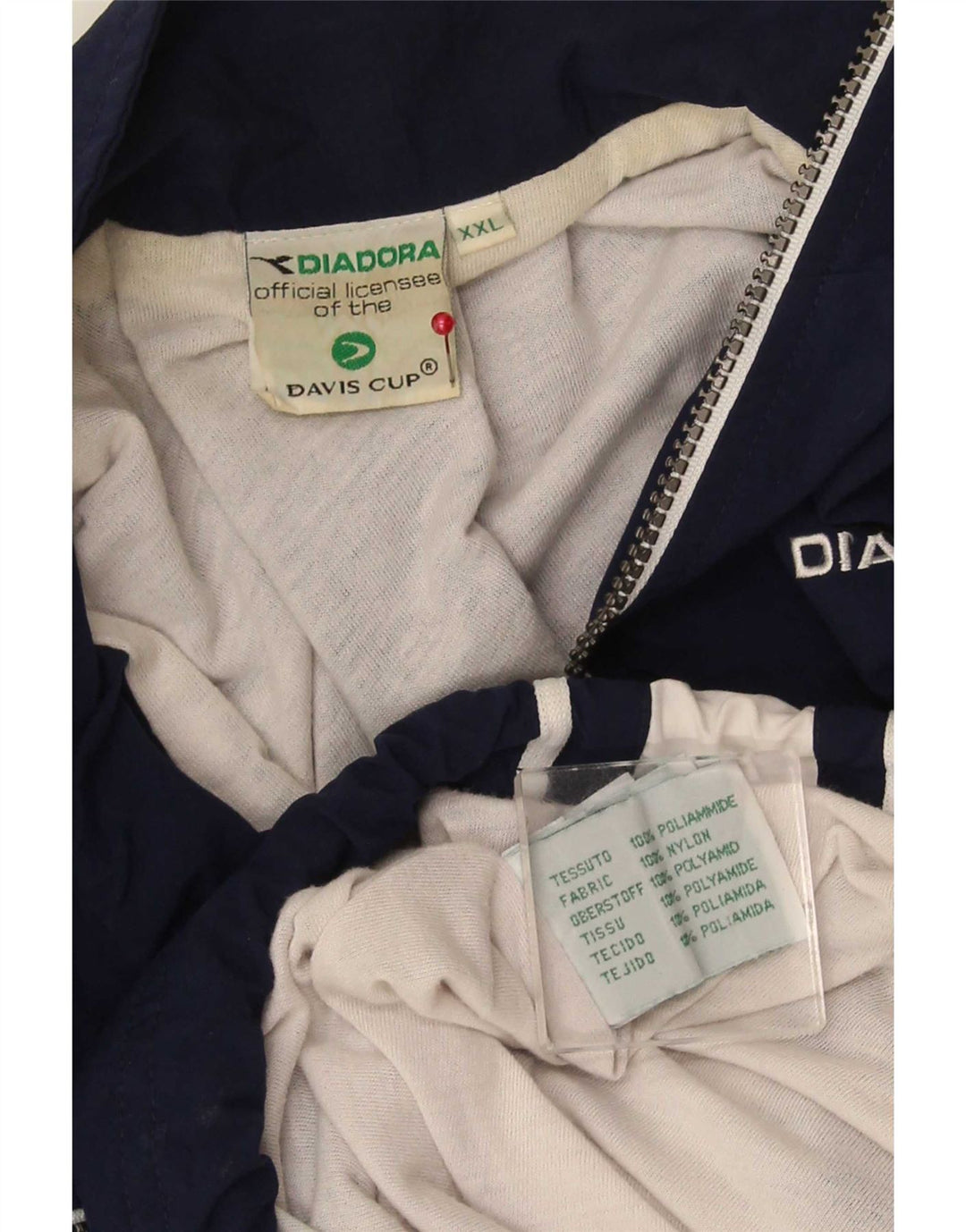 Diadora Mens Tracksuit Top Jacket 2XL Navy Blue Colourblock Nylon