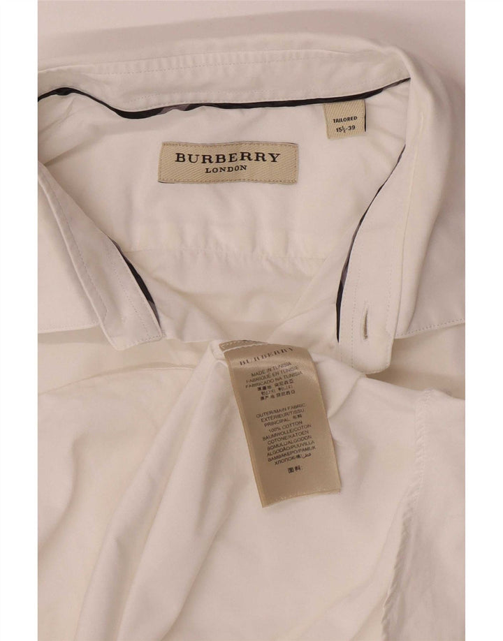 Burberry Mens Tailored Fit Shirt Size 15 1/2 39 Medium White Cotton Classic