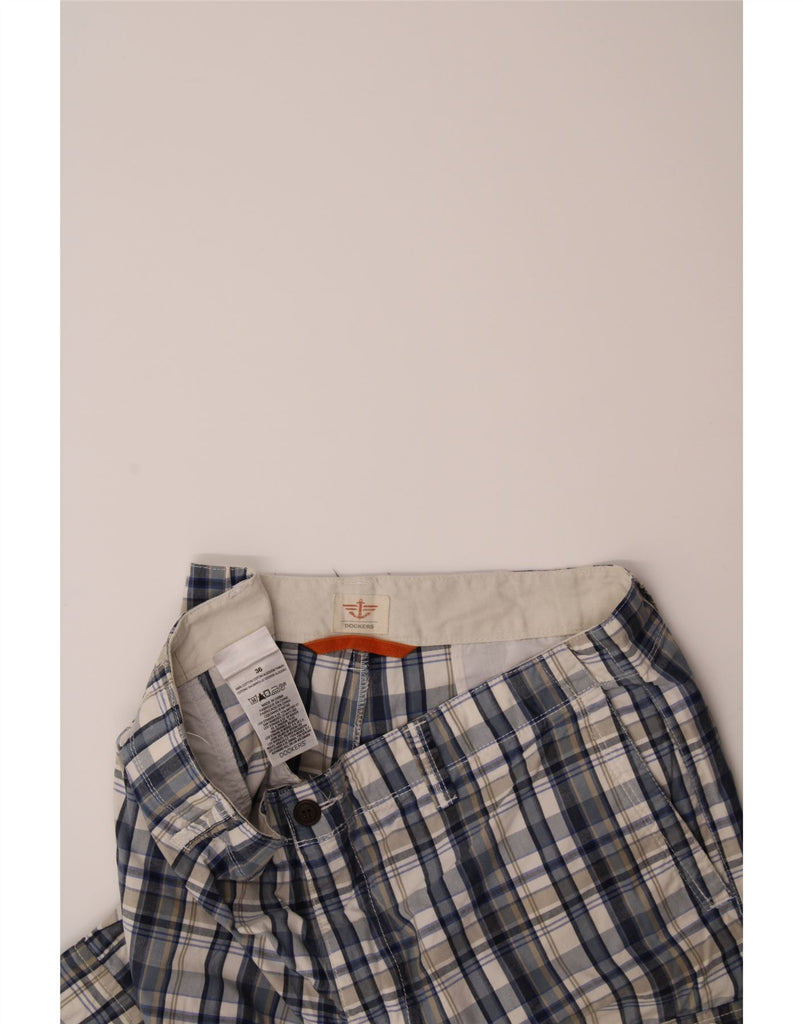 DOCKERS Mens Cargo Shorts W36 Large Blue Check Cotton Vintage Dockers and Second-Hand Dockers from Messina Hembry 