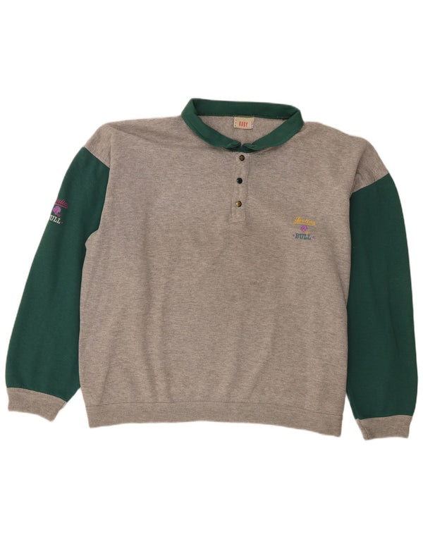 Roby Mens Polo Neck Sweatshirt Jumper 2XL Grey Colourblock Cotton