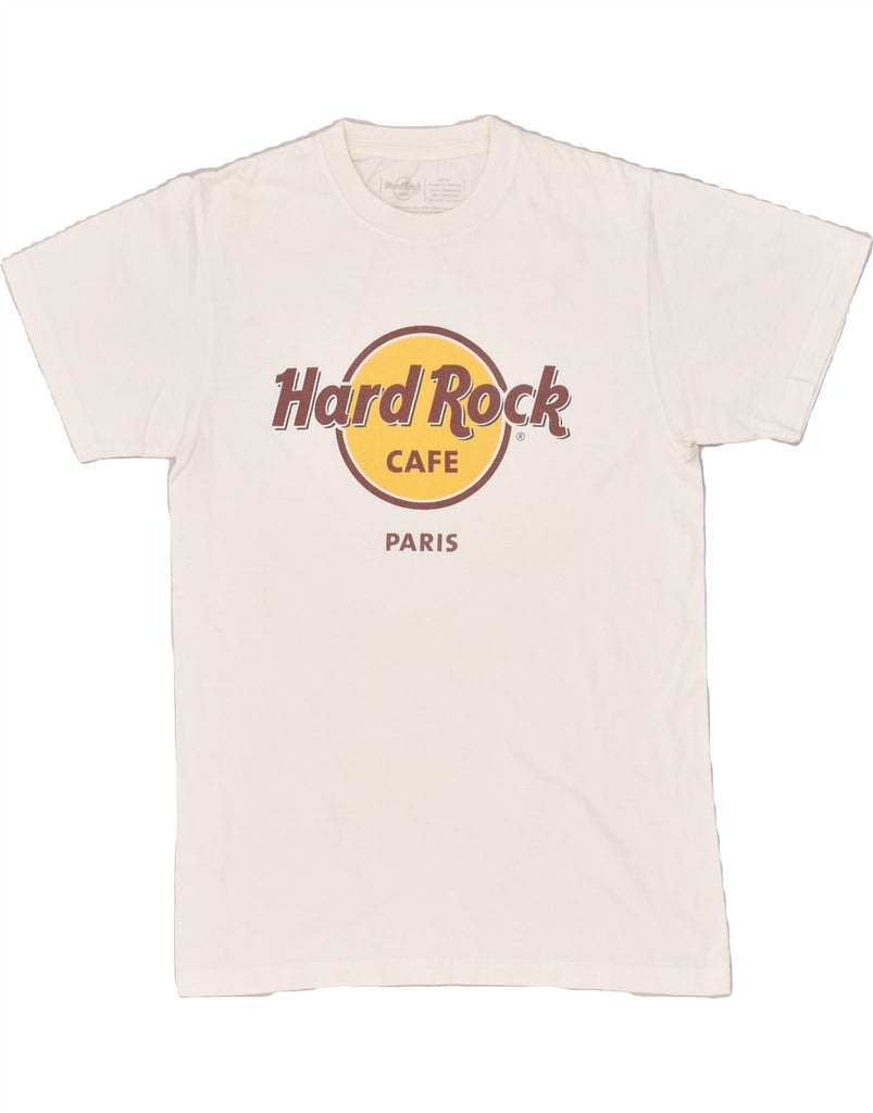 HARD ROCK Mens Paris Graphic T-Shirt Top Small White Cotton | Vintage Hard Rock | Thrift | Second-Hand Hard Rock | Used Clothing | Messina Hembry 