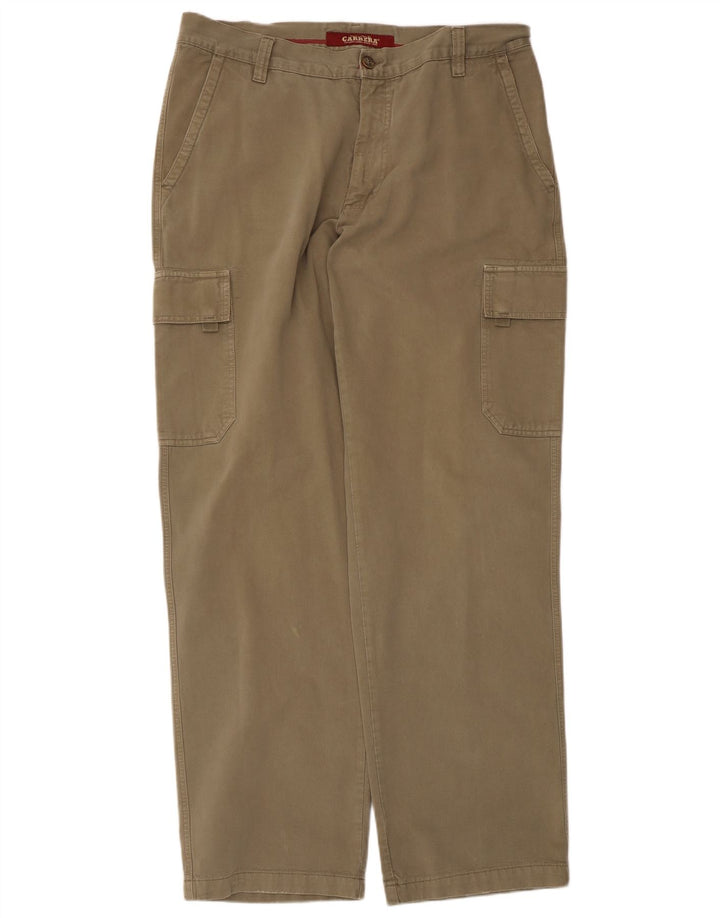Carrera Mens Straight Cargo Trousers W38 L33 Khaki Cotton