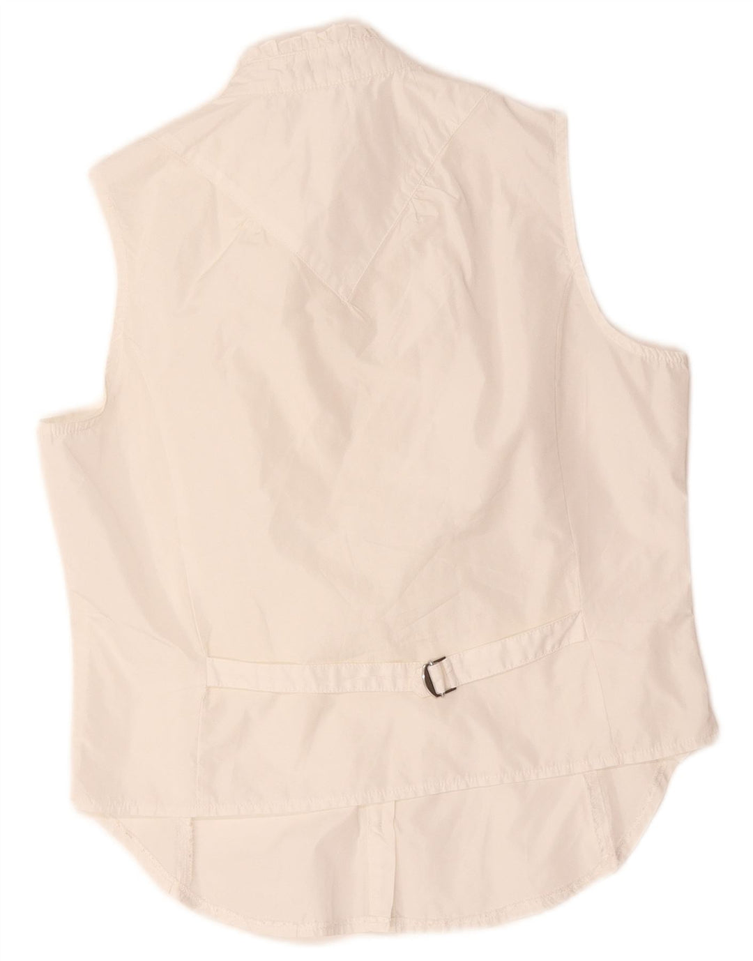 Benetton Womens Ruffle Front Sleeveless Shirt Blouse UK 14 Medium White