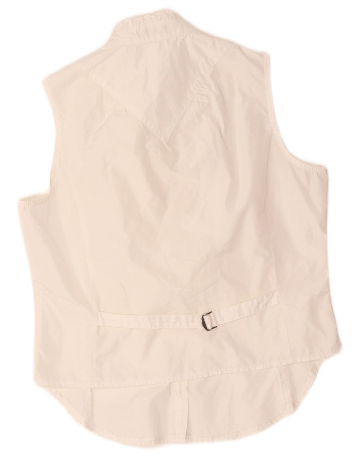 Benetton Womens Ruffle Front Sleeveless Shirt Blouse UK 14 Medium White