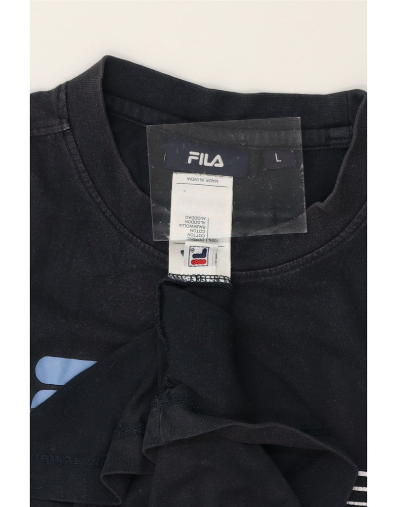 FILA Mens Graphic T-Shirt Top Large Navy Blue Cotton Vintage Fila and Second-Hand Fila from Messina Hembry 
