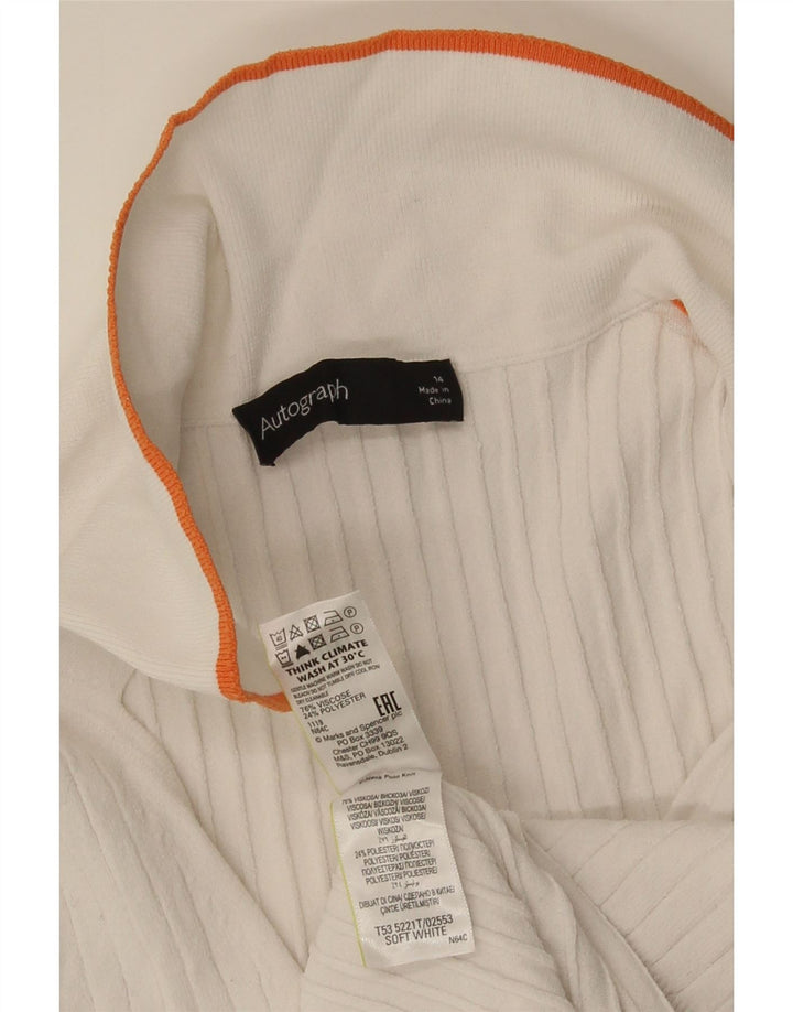 Marks & Spencer Womens Autograph Polo Shirt UK 14 Medium White Viscose