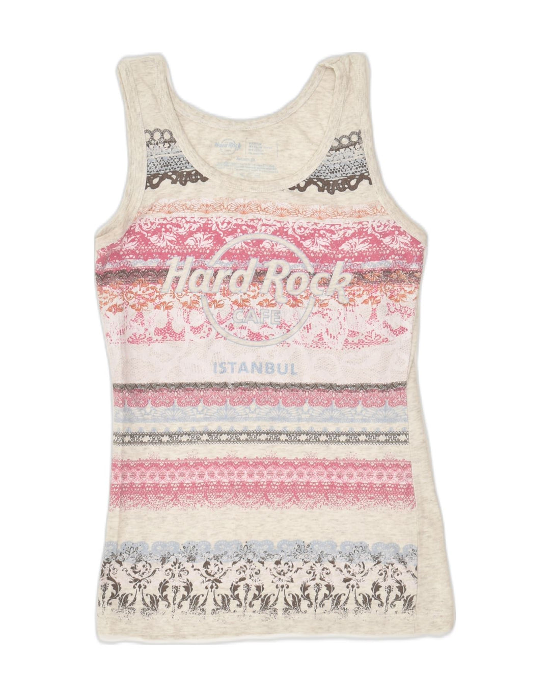 HARD ROCK CAFE Girls Istanbul Graphic Vest Top 9-10 Years Medium Beige | Vintage Hard Rock Cafe | Thrift | Second-Hand Hard Rock Cafe | Used Clothing | Messina Hembry 