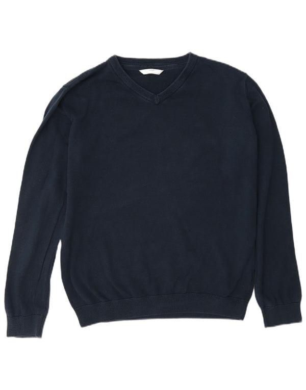 Marks & Spencer Boys V-Neck Jumper Sweater 14-15 Years Navy Blue Cotton