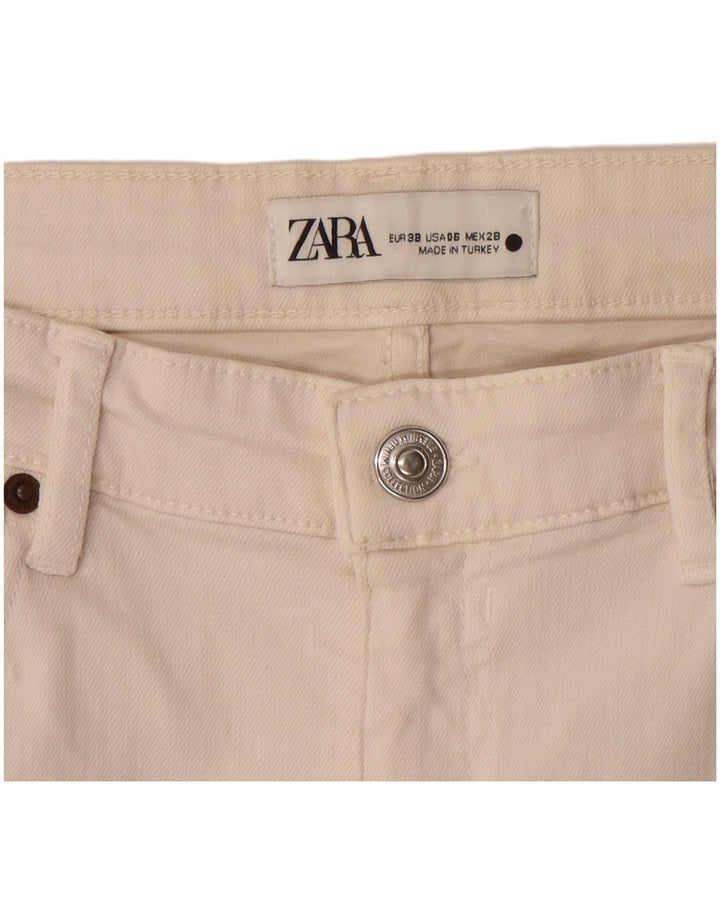 ZARA Womens Bermuda Denim Shorts EU 38 Small W28  Off White
