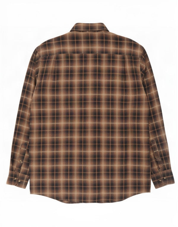 Angelo Litrico Mens Shirt Size 41/42 Large Brown Check Cotton