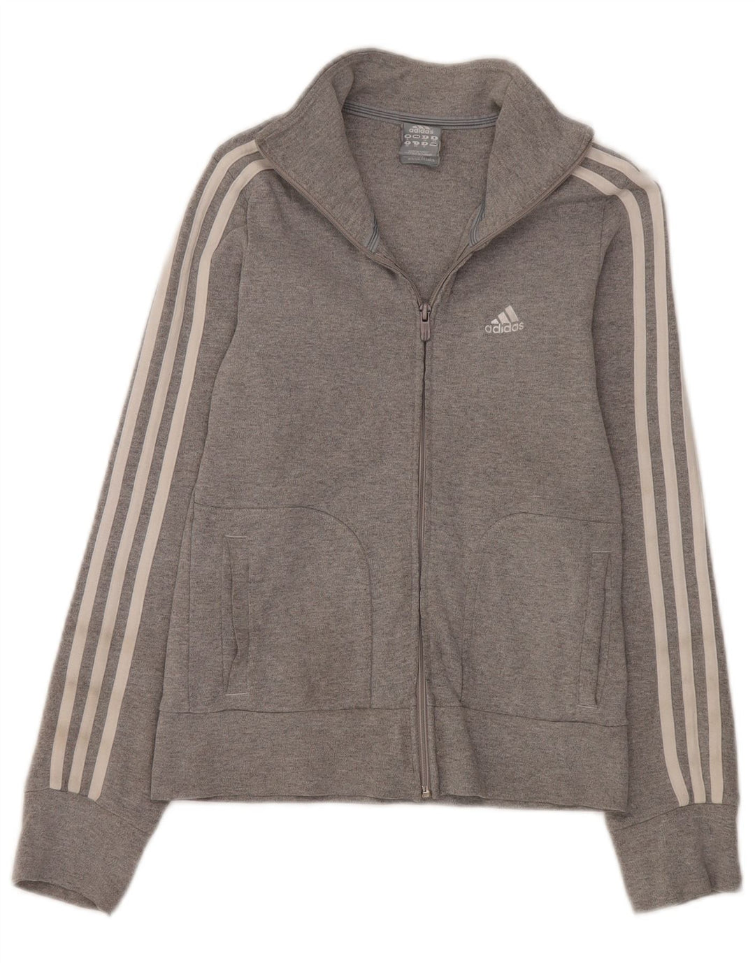 Adidas Womens Regular Fit Tracksuit Top Jacket UK 8 Small Grey Cotton