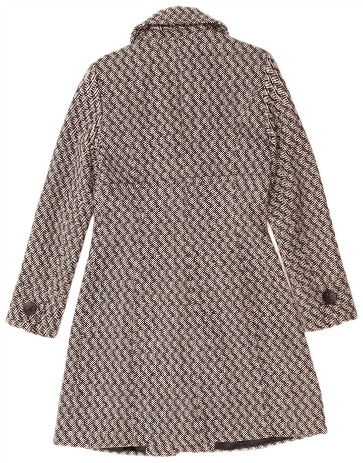 Mexx Womens Overcoat UK 12 Medium Grey Striped Wool