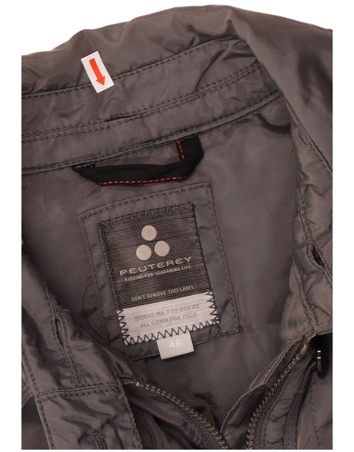 PEUTEREY Womens Belted Padded Jacket IT 46 Large Grey Polyamide Classic