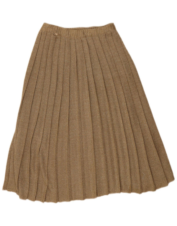 Vintage Womens Pleated Skirt W24 XS Brown Flecked