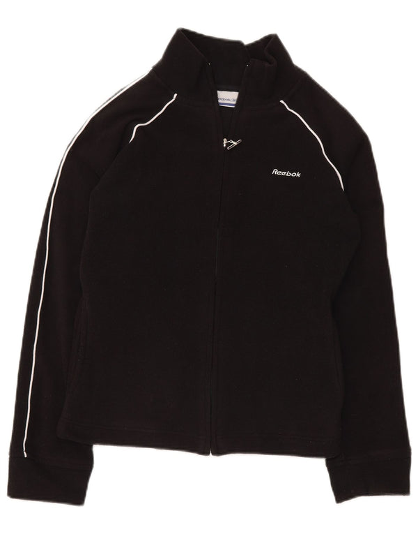 REEBOK Womens Fleece Jacket UK 10 Small Black Polyester