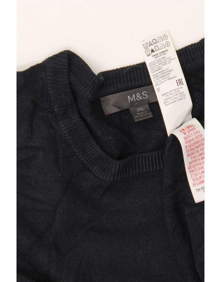 Marks & Spencer Mens Crew Neck Jumper Sweater 2XL Navy Blue Acrylic