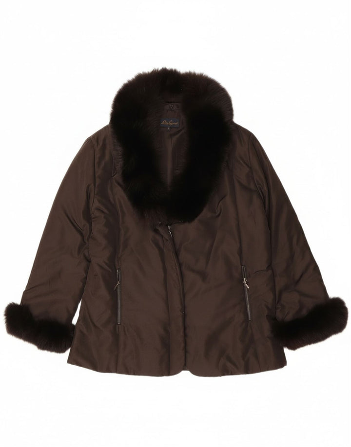Luisa Spagnoli Womens Oversized Padded Jacket UK 10 Small Brown Polyester