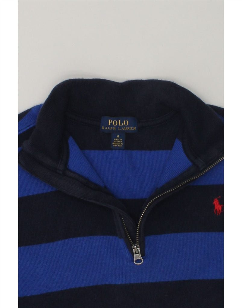 POLO RALPH LAUREN Boys Zip Neck Jumper Sweater 5-6 Years Blue Striped | Vintage Polo Ralph Lauren | Thrift | Second-Hand Polo Ralph Lauren | Used Clothing | Messina Hembry 