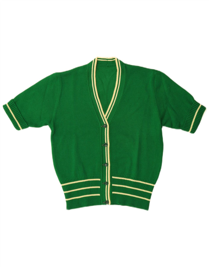 Vintage Womens Short Sleeve Cardigan Sweater IT 46 Large Green