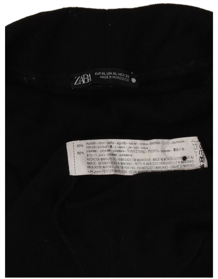 Zara Womens Top Long Sleeve UK 18 XL Black Cotton