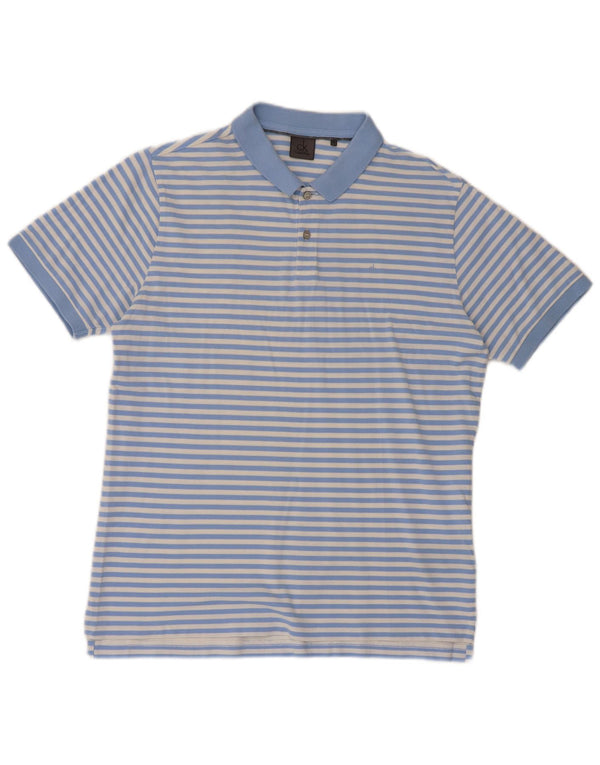 Calvin Klein Mens Short Sleeve Regular Fit Polo Shirt Medium Blue Striped