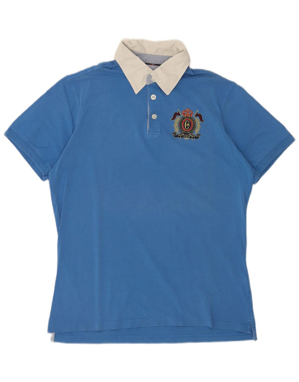 Conte of Florence Mens Rugby Polo Shirt 2XL Blue Cotton