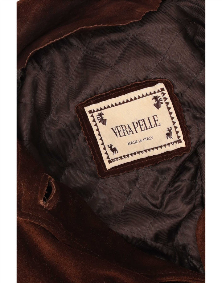 Vintage Womens Suede Overcoat UK 18 XL Brown Leather