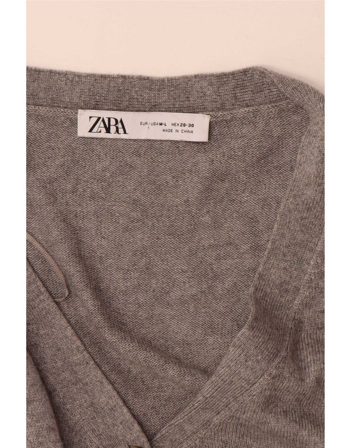 Zara Womens Longline Oversized Cardigan Sweater UK 14 Medium Grey Flecked