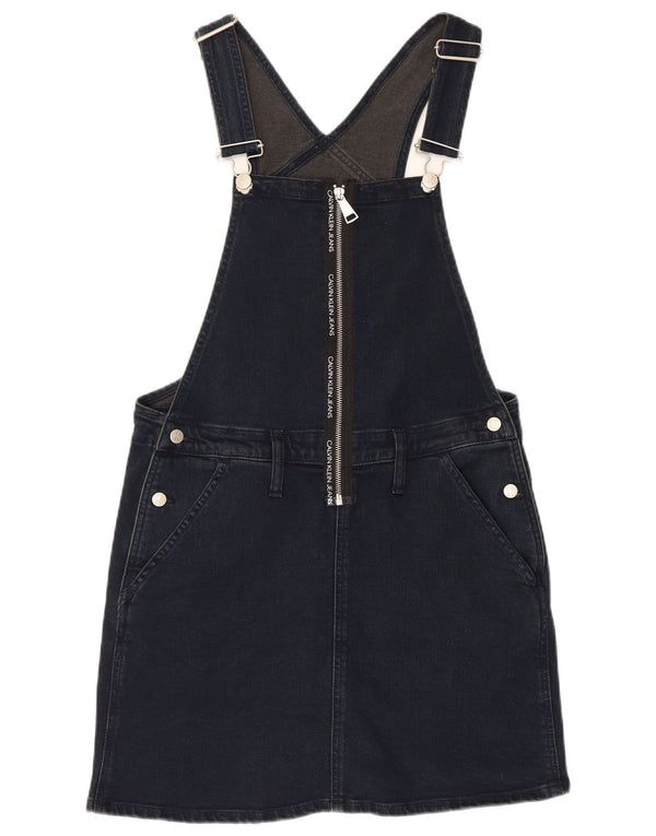 Calvin Klein Womens Graphic Dungarees Denim Skirt Small W32 Navy Blue