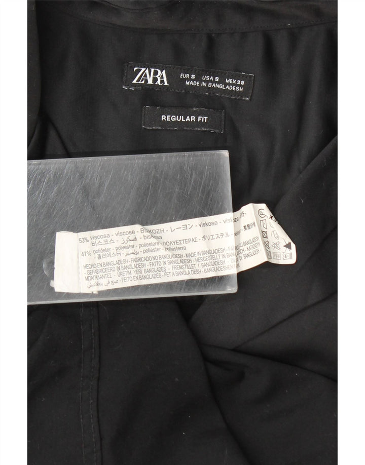 Zara Mens Short Sleeve Shirt Small Black Viscose