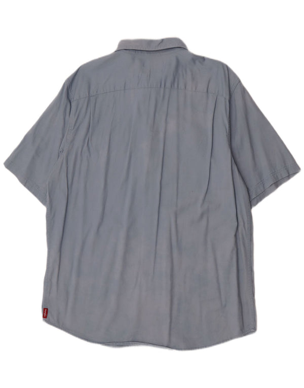 Wrangler Mens Short Sleeve Shirt Large Blue Cotton