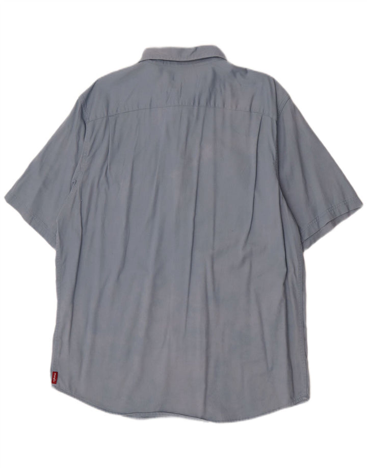 Wrangler Mens Short Sleeve Shirt Large Blue Cotton