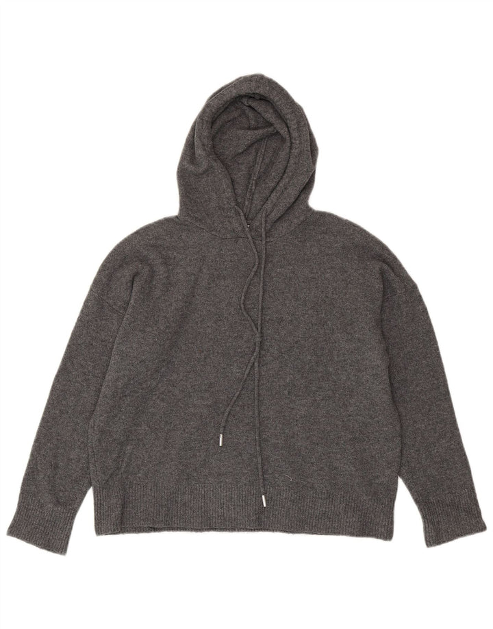 Zara Womens Oversized Hooded Jumper Sweater UK 10 Small Grey Polyester