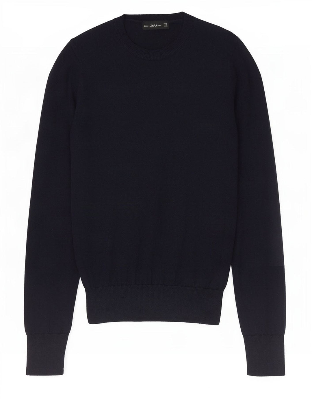 Zara Womens Crop Crew Neck Jumper Sweater UK 10 Small Navy Blue Polyester