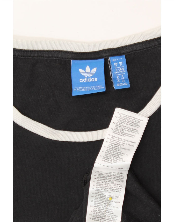 Adidas Womens T-Shirt Top UK 14 Medium  Black Cotton