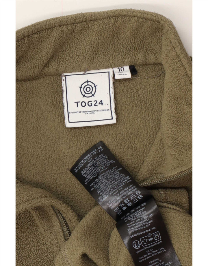 Tog 24 Womens Zip Neck Oversized Fleece Jumper UK 10 Small Khaki Polyester