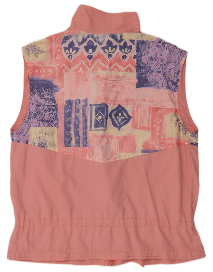 VINTAGE Womens Sleeveless Tracksuit Top Jacket UK 20 2XL Pink Geometric