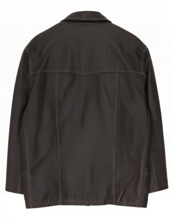 Vintage Mens Leather Jacket UK 48 4XL Black